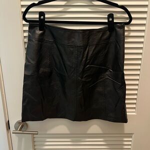 Blush Black Leather A-Line Skirt
